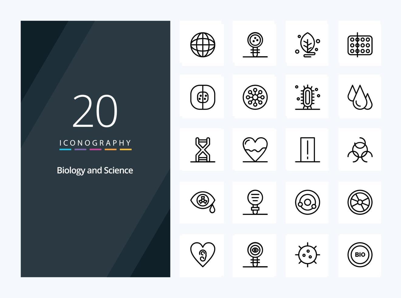 20 Biology Outline icon for presentation vector
