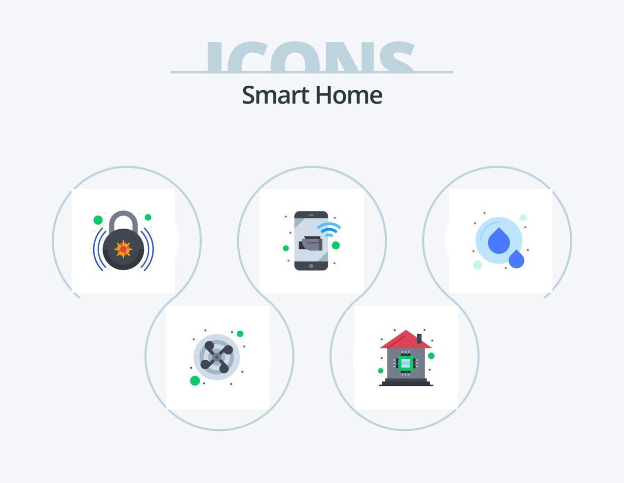 Smart Home Flat Icon Pack 5 Icon Design. recycle. record. control. monitoring. cctv vector