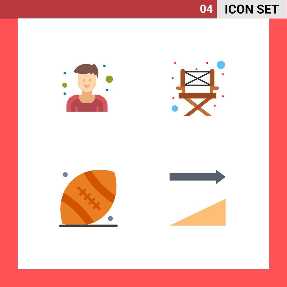 4 Universal Flat Icons Set for Web and Mobile Applications athlete thanksgiving camp american football sort Editable Vector Design Elements