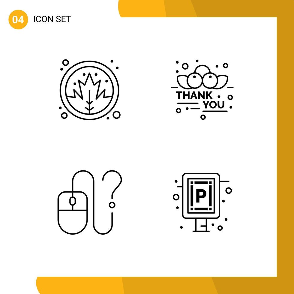 4 Creative Icons Modern Signs and Symbols of leaf contact thanksgiving message info Editable Vector Design Elements
