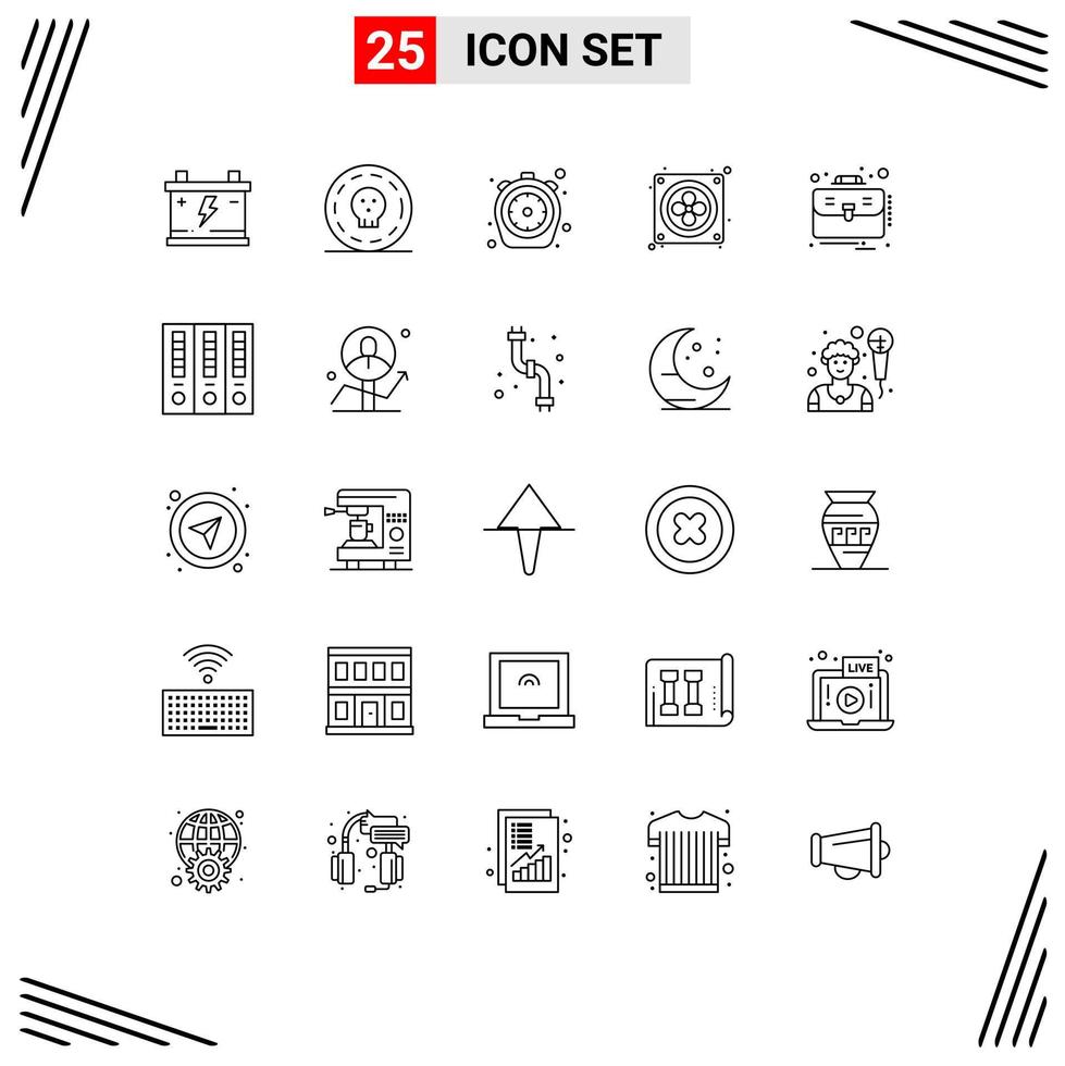 Modern Set of 25 Lines and symbols such as business hardware chrono fan timer Editable Vector Design Elements