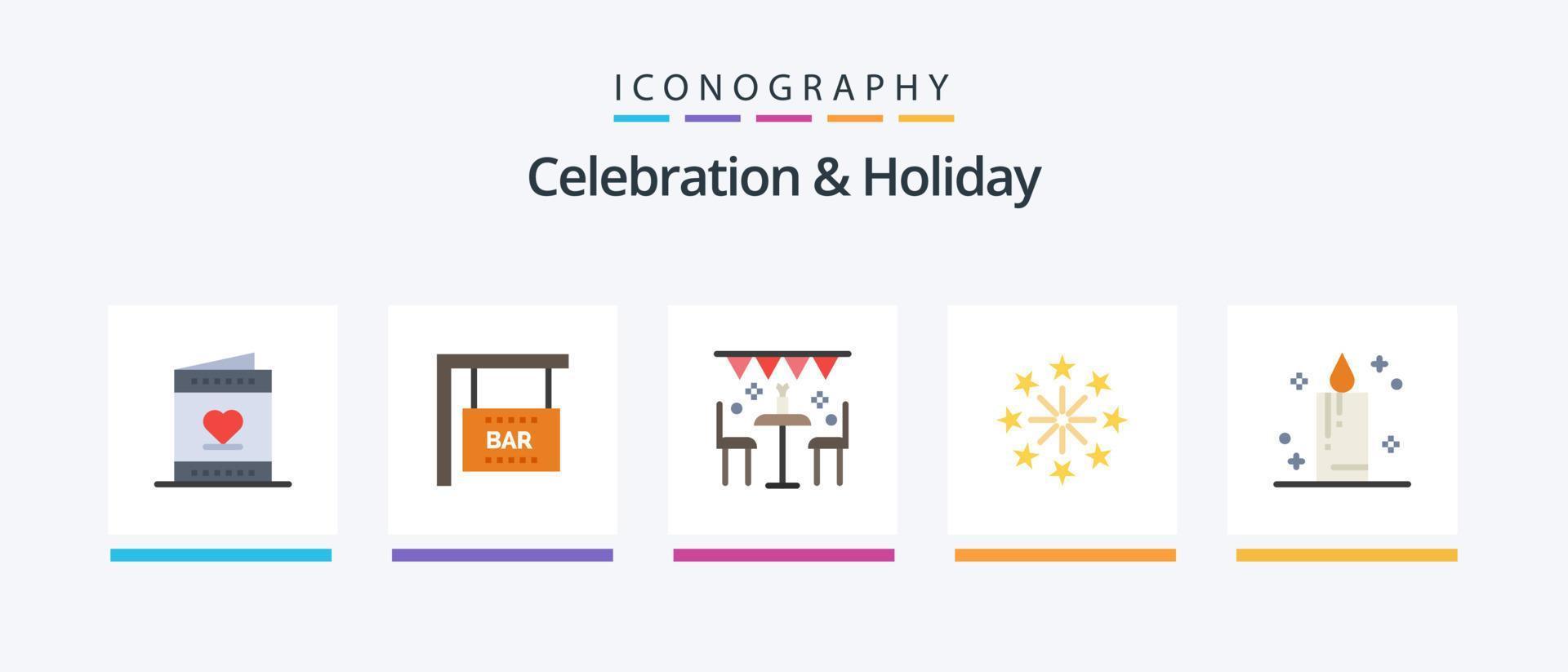 paquete de iconos de 5 pisos de celebración y vacaciones que incluye velas. día festivo. celebracion. Fuegos artificiales. fiesta. diseño de iconos creativos vector