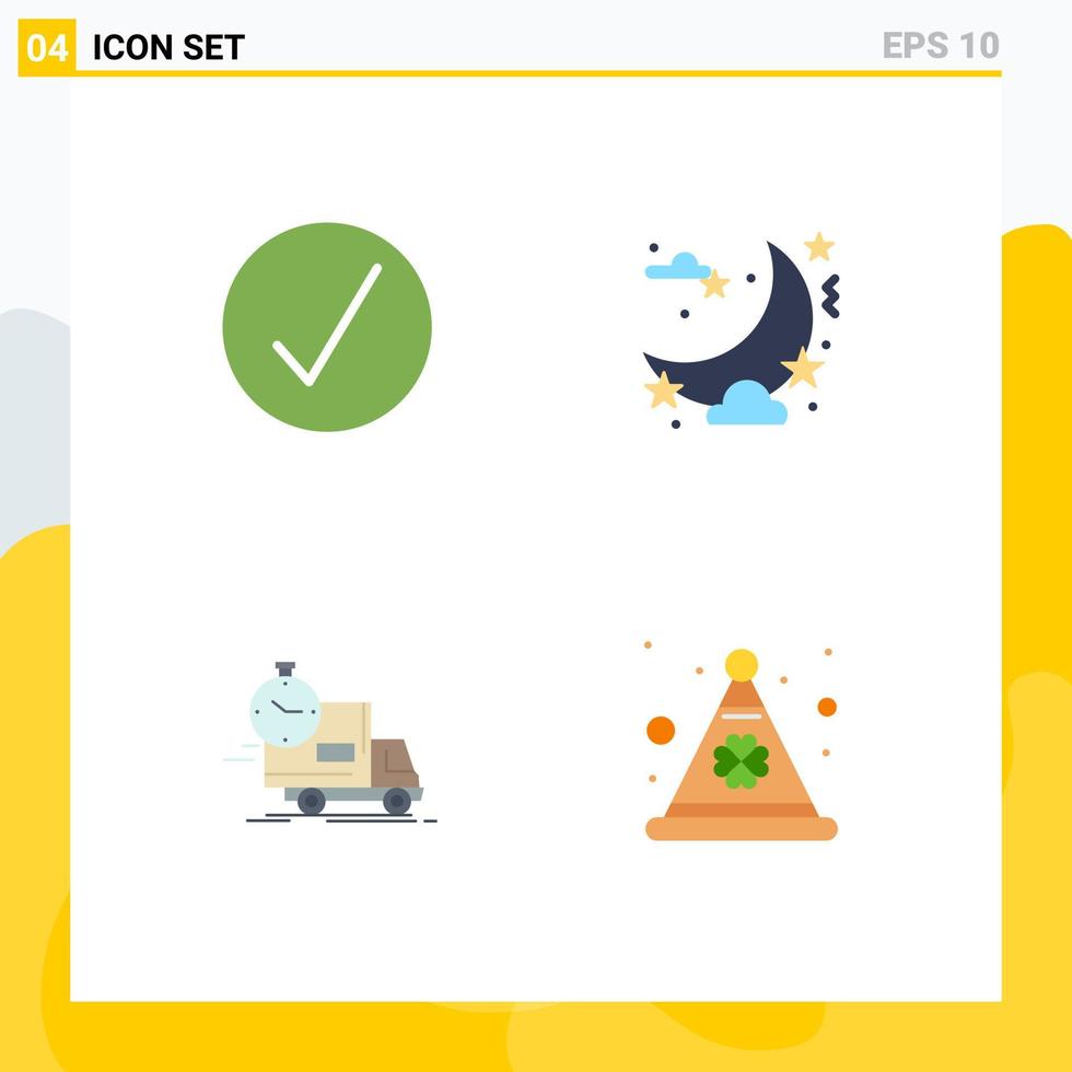 paquete de 4 signos y símbolos de iconos planos modernos para medios de impresión web como elementos de diseño de vectores editables de transporte de fiesta multimedia de tiempo de éxito