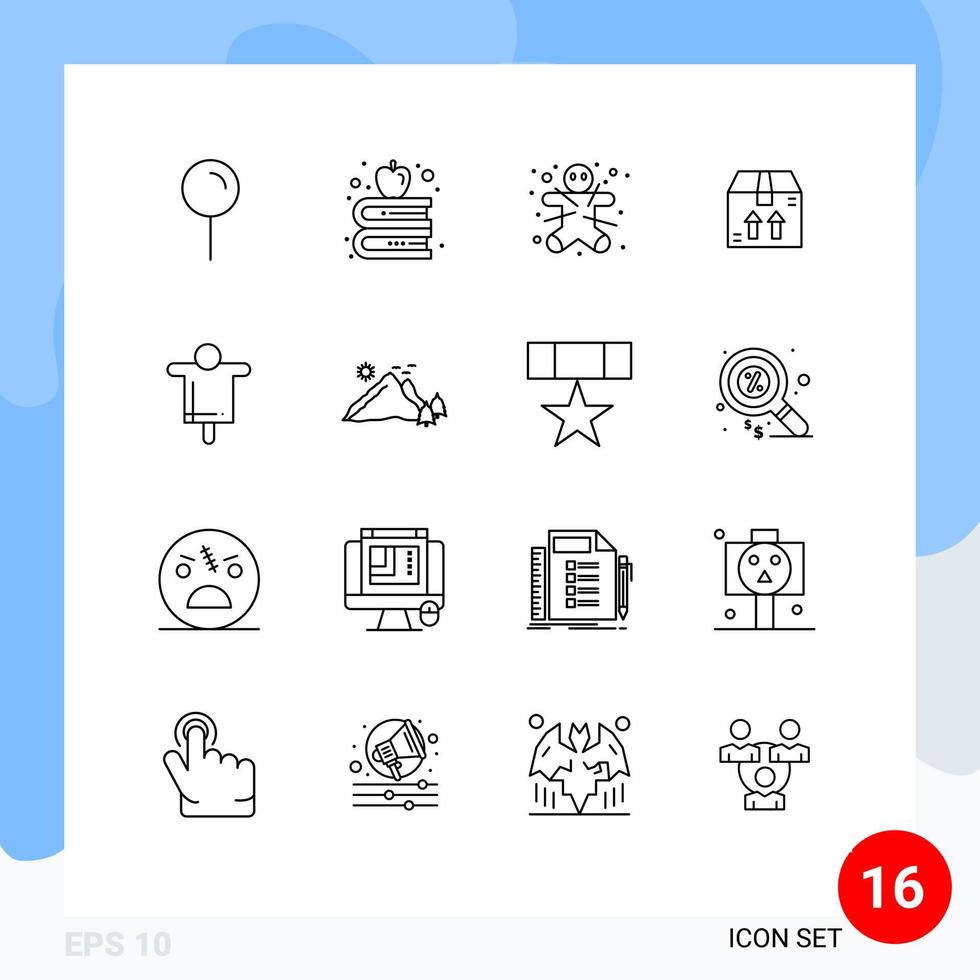 16 Universal Outline Signs Symbols of scarecrow farm ginger agriculture ecommerce Editable Vector Design Elements