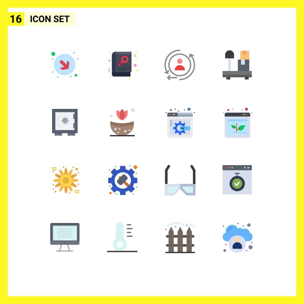 Group of 16 Modern Flat Colors Set for bath security marketing locker weight Editable Pack of Creative Vector Design Elements