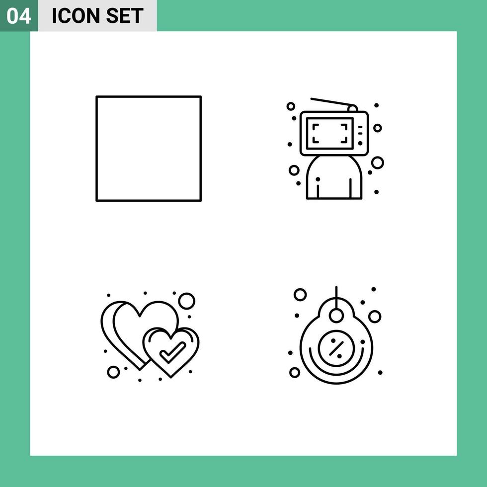 Set of 4 Modern UI Icons Symbols Signs for full screen like click person label Editable Vector Design Elements