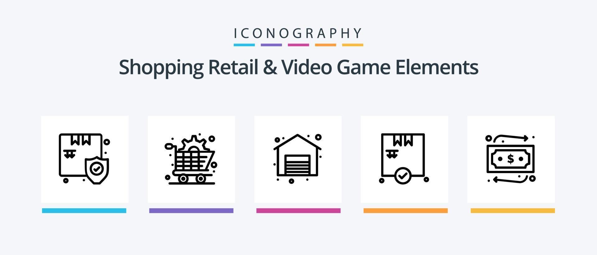 Shoping Retail And Video Game Elements Line 5 Icon Pack Including . diskette. compass. floppy. sports. Creative Icons Design vector