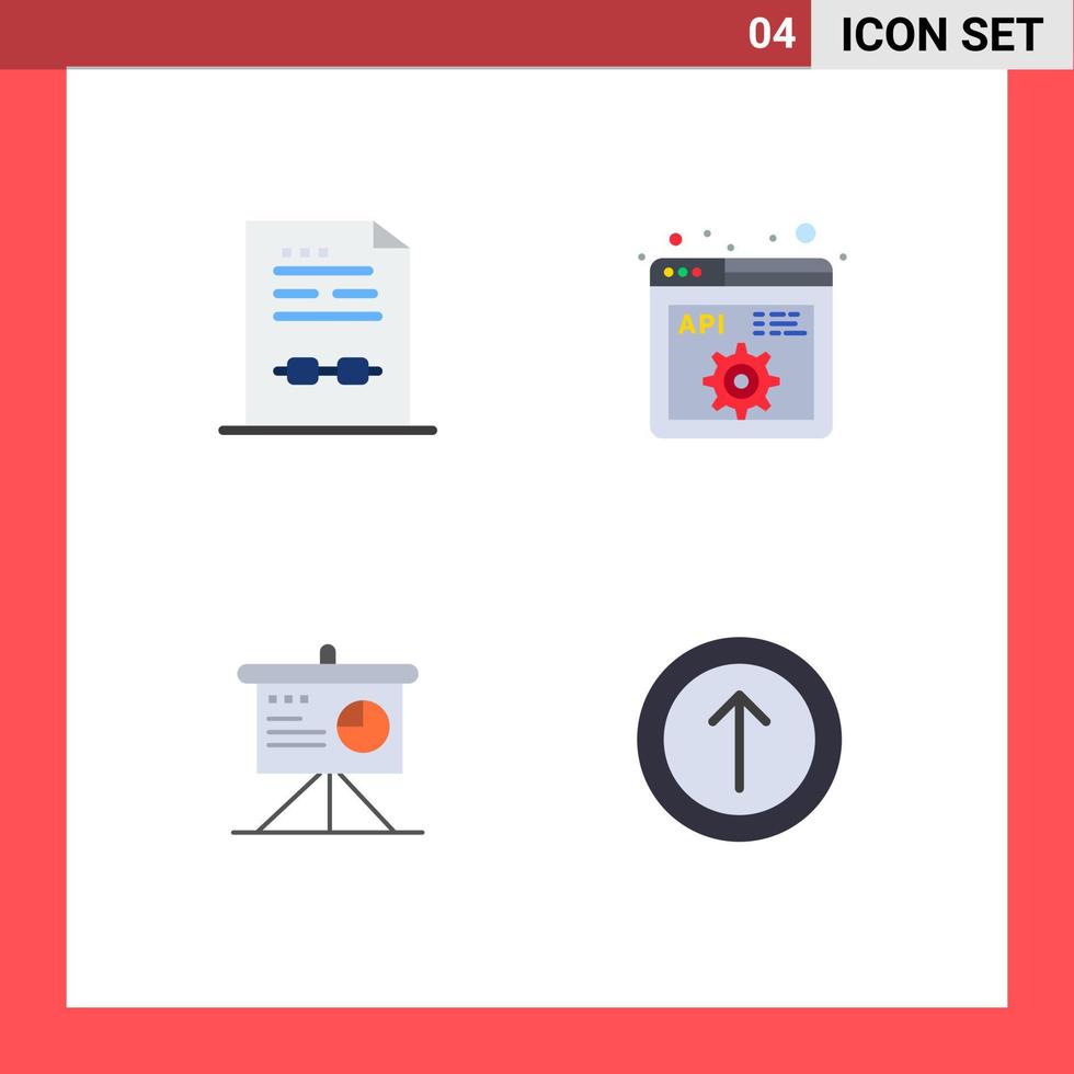 Stock Vector Icon Pack of 4 Line Signs and Symbols for agreement presentation contract code board Editable Vector Design Elements