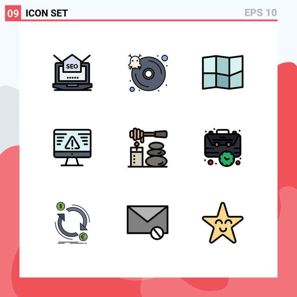 Universal Icon Symbols Group of 9 Modern Filledline Flat Colors of spa massages server gdpr security Editable Vector Design Elements
