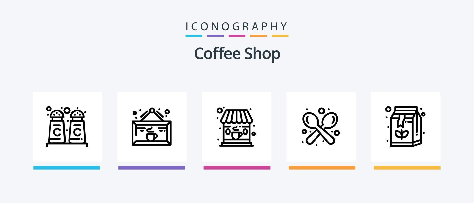 paquete de iconos de la línea 5 de la cafetería que incluye café. comercio. mesa. etiqueta. comercio. diseño de iconos creativos vector