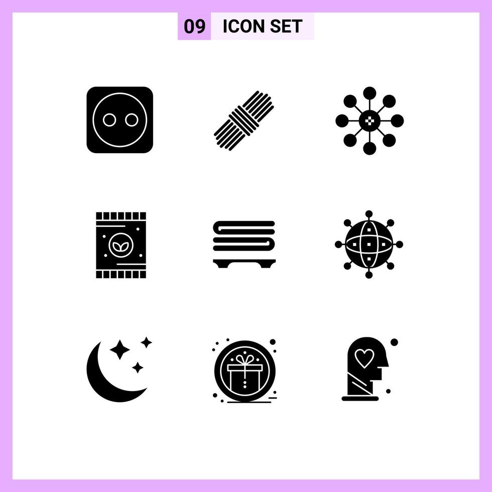 Pictogram Set of 9 Simple Solid Glyphs of business towels cell spa plant Editable Vector Design Elements
