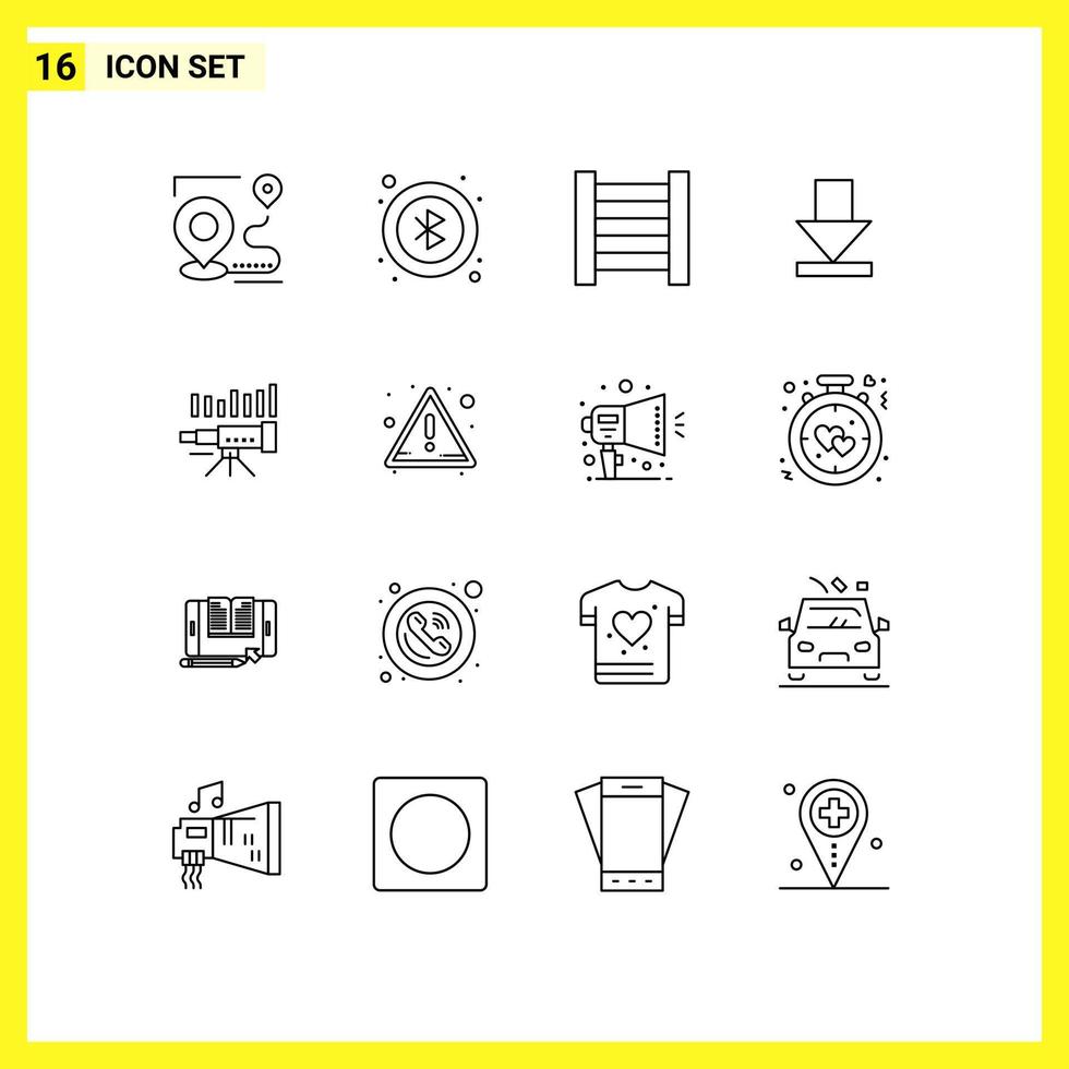 16 User Interface Outline Pack of modern Signs and Symbols of trend forecasting ladder forecast telescope Editable Vector Design Elements