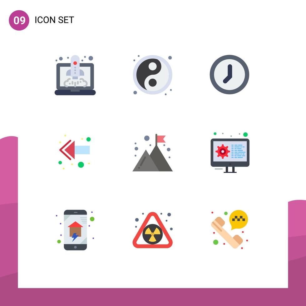 Modern Set of 9 Flat Colors Pictograph of mission company interface business back Editable Vector Design Elements