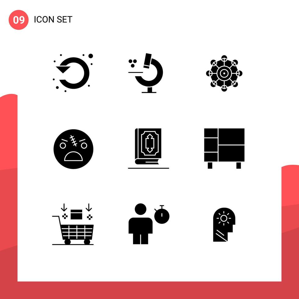 Set of 9 Modern UI Icons Symbols Signs for quran spooky learning scary dead Editable Vector Design Elements