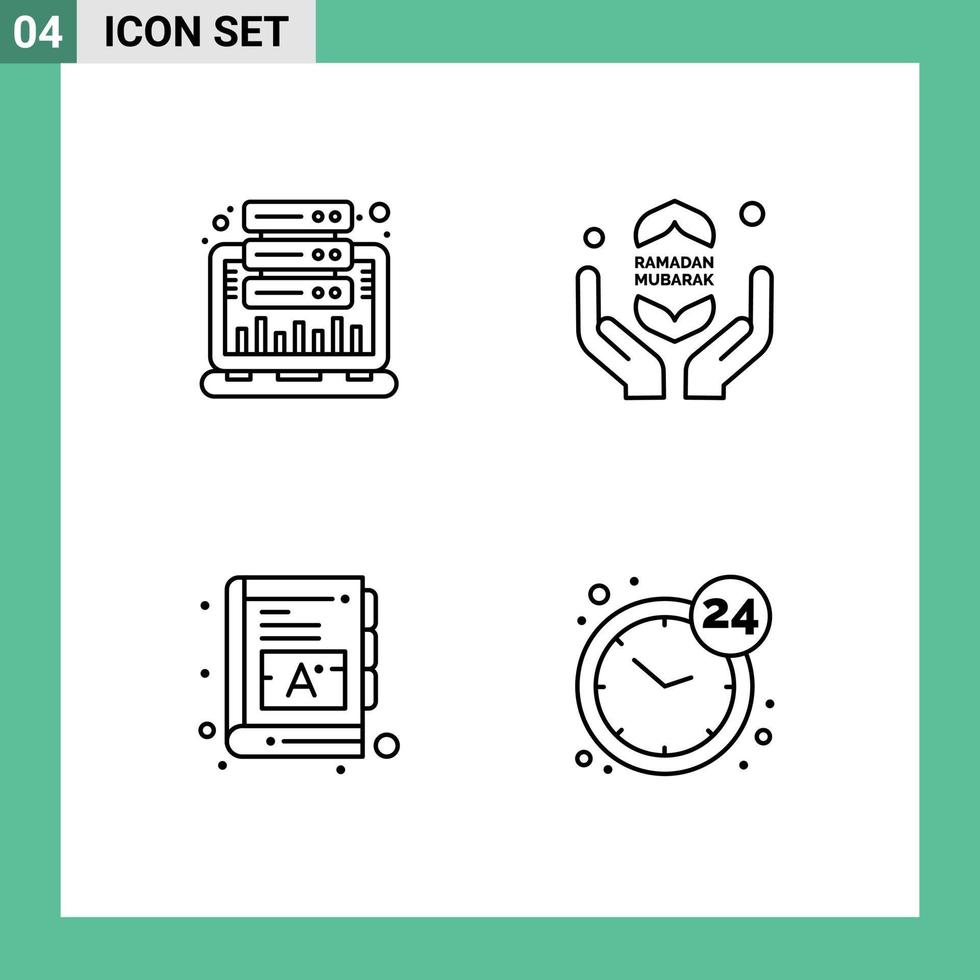 Set of 4 Modern UI Icons Symbols Signs for analysis baby statistic fast words Editable Vector Design Elements