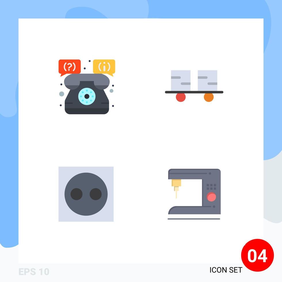 4 User Interface Flat Icon Pack of modern Signs and Symbols of help devices telephone forklift electronic Editable Vector Design Elements