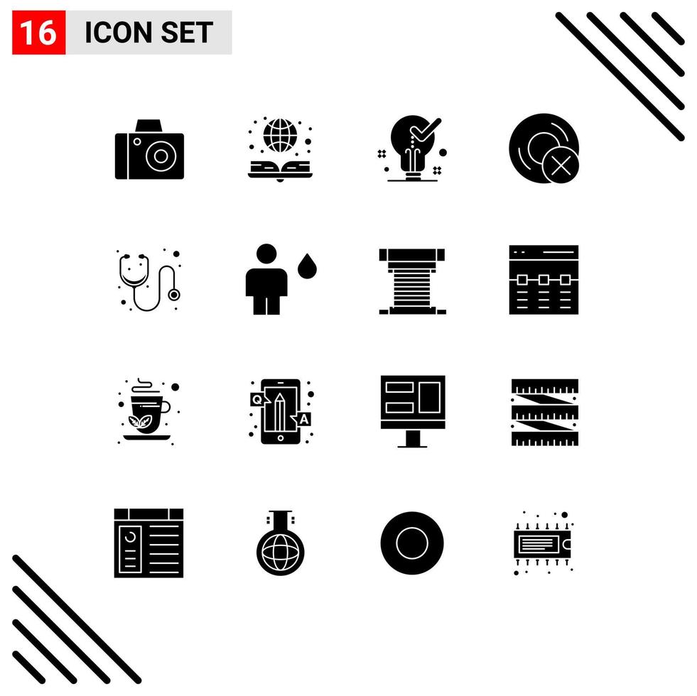 16 Thematic Vector Solid Glyphs and Editable Symbols of doctor gadget idea disc computers Editable Vector Design Elements