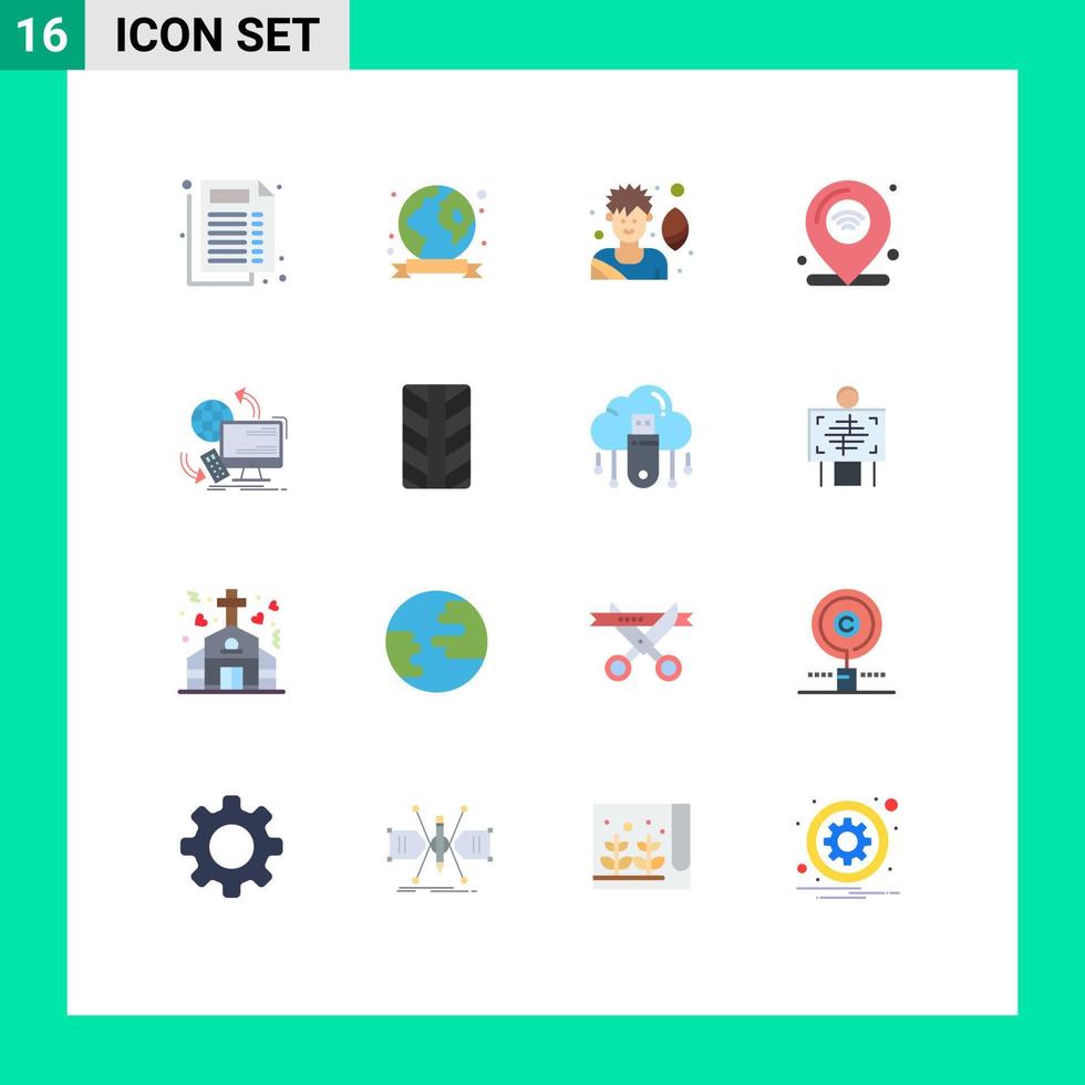 16 Creative Icons Modern Signs and Symbols of monitoring access soccer player wifi internet of things Editable Pack of Creative Vector Design Elements
