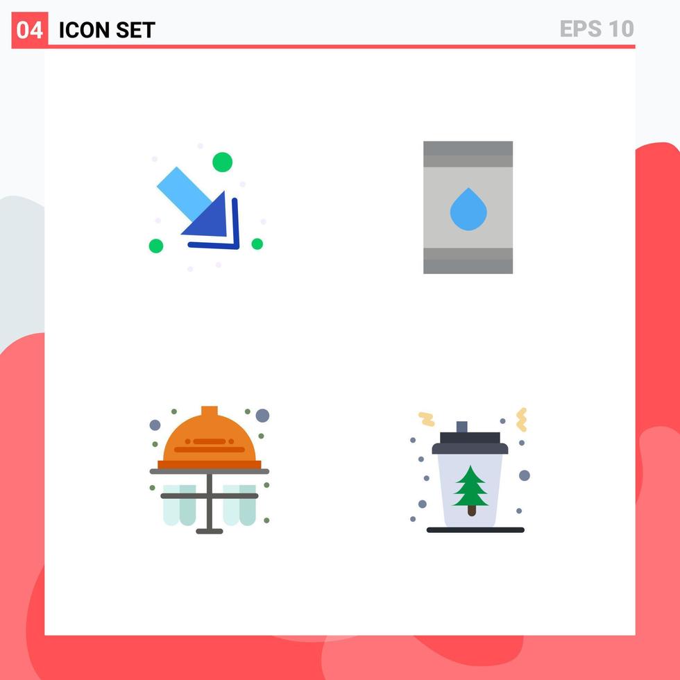 Flat Icon Pack of 4 Universal Symbols of arrow test tubes barrel flamable hard hat Editable Vector Design Elements
