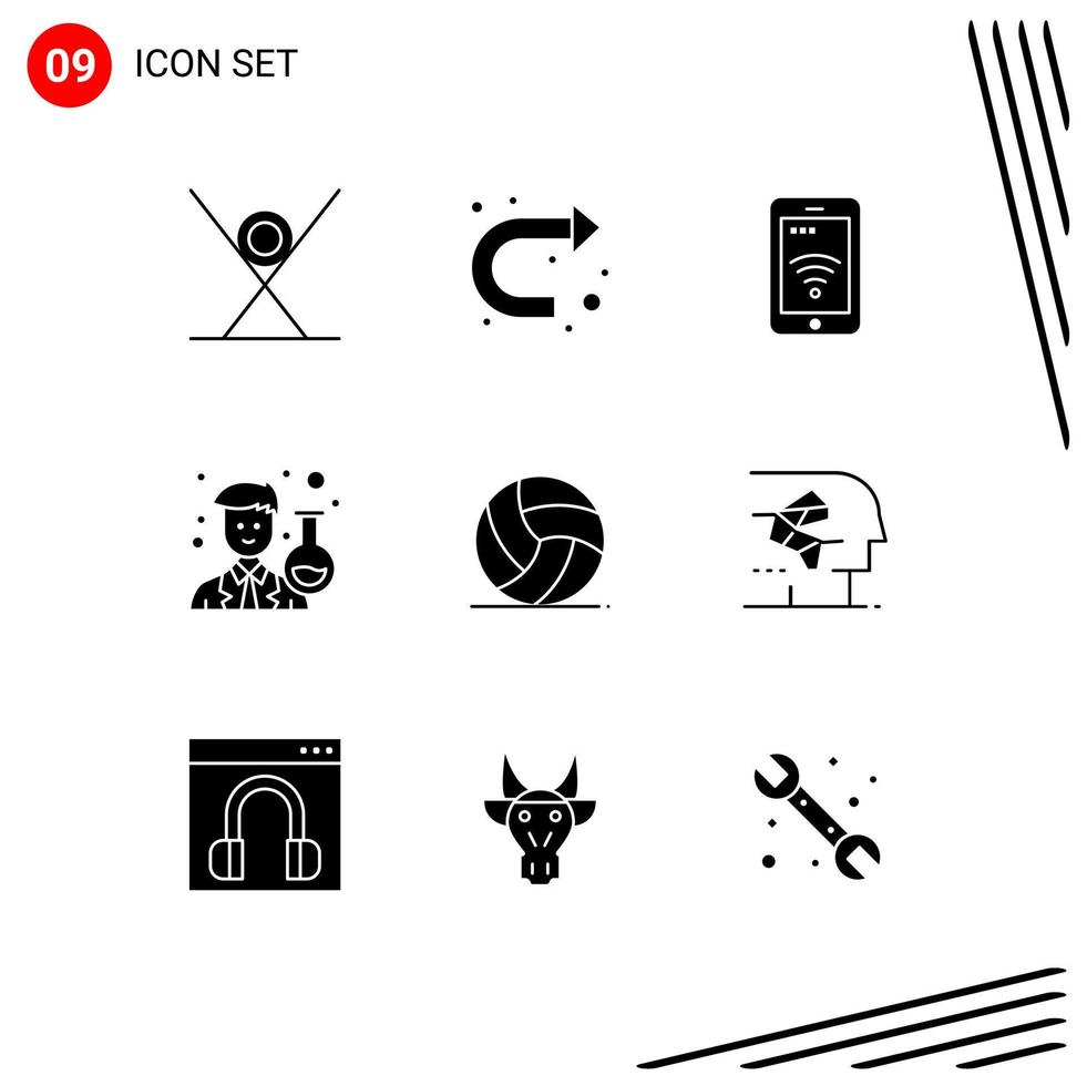 User Interface Pack of 9 Basic Solid Glyphs of football man right avatar wifi Editable Vector Design Elements