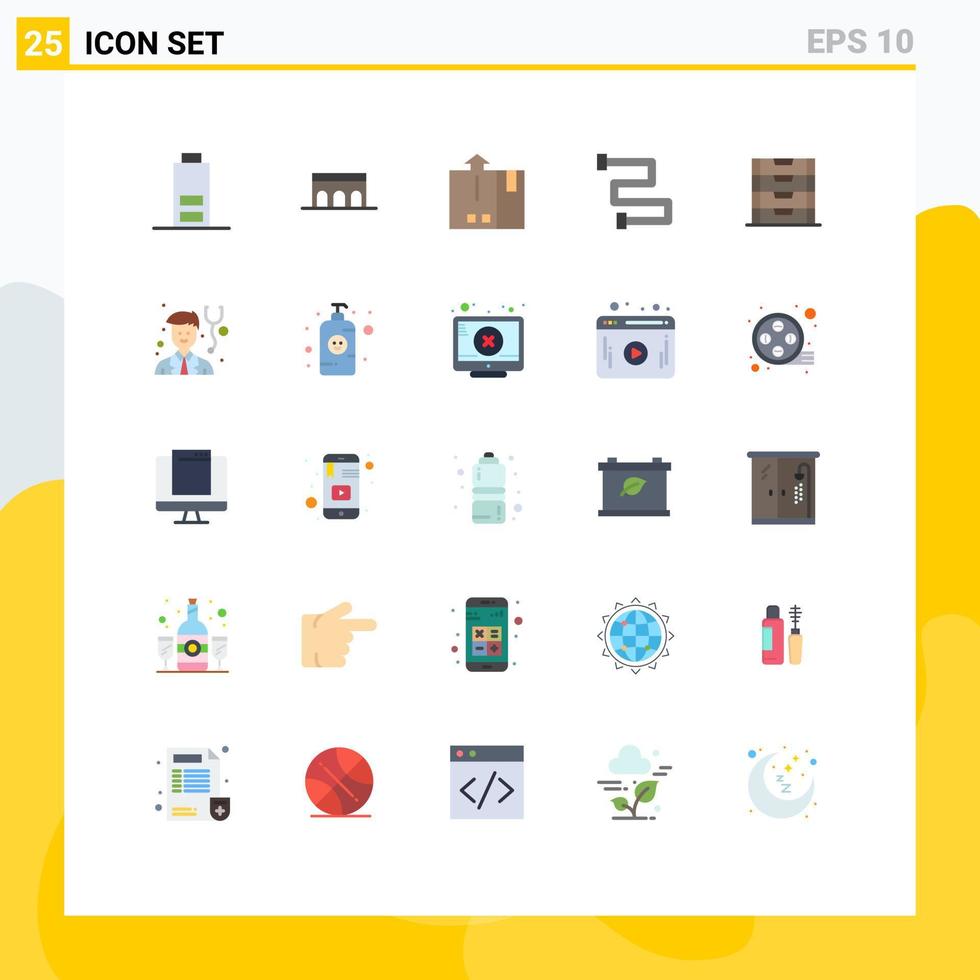 Set of 25 Modern UI Icons Symbols Signs for drawer rail barcode heating logistic Editable Vector Design Elements