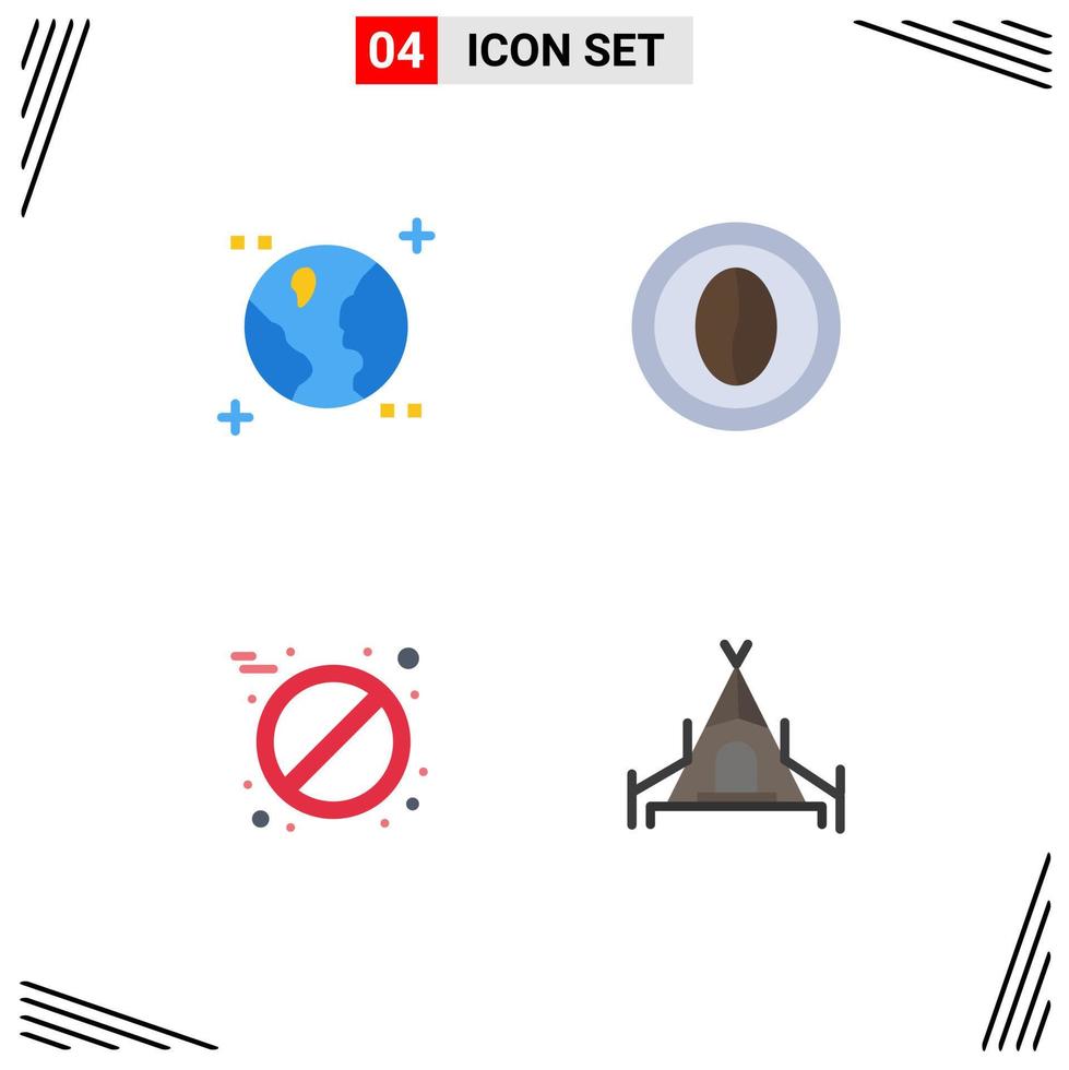 4 User Interface Flat Icon Pack of modern Signs and Symbols of astronomy pill coffee food camping Editable Vector Design Elements