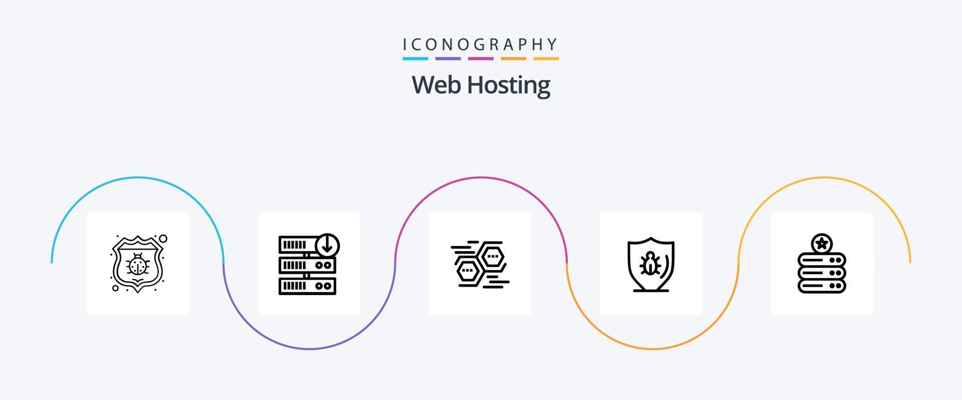 paquete de iconos de la línea 5 de alojamiento web que incluye programación. descarga del servidor. digital. datos vector