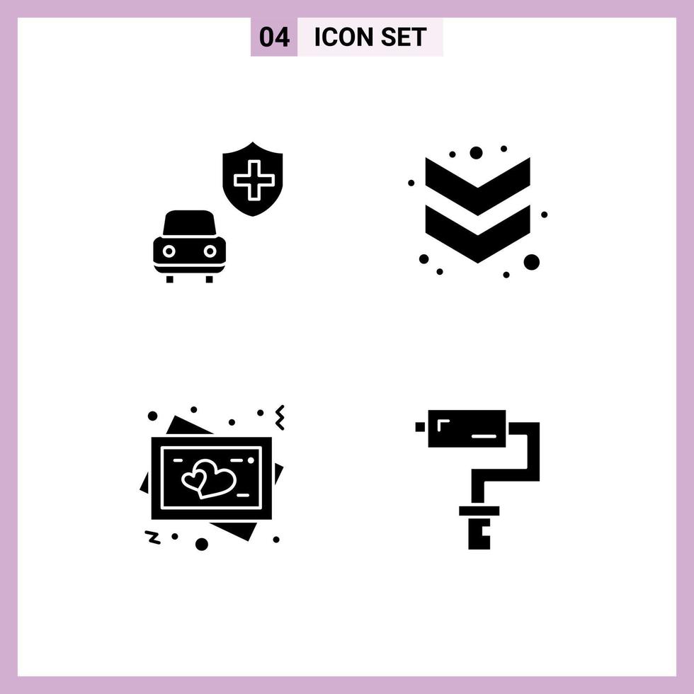 4 Solid Glyph concept for Websites Mobile and Apps car wedding arrow frame brush Editable Vector Design Elements