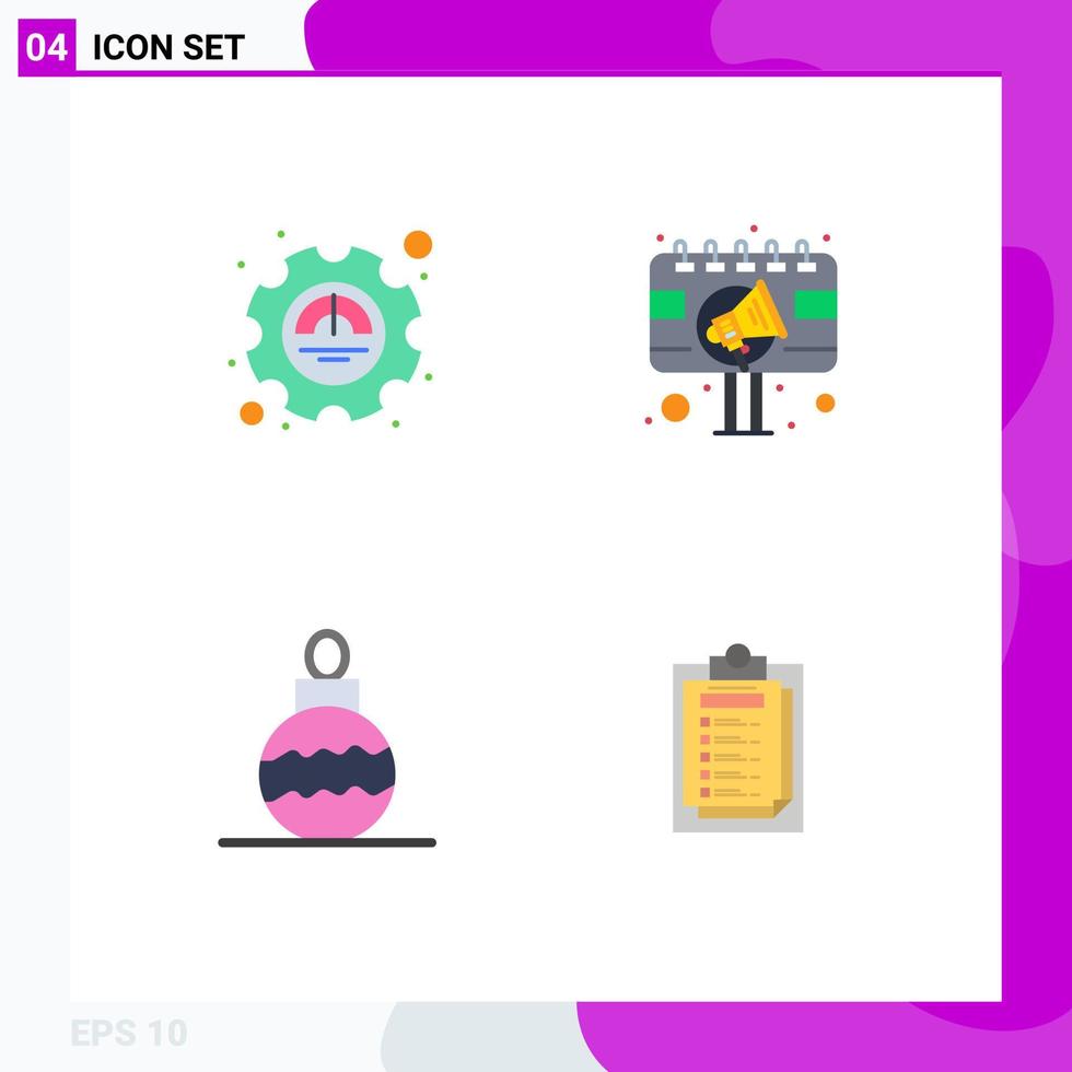 User Interface Pack of 4 Basic Flat Icons of efficiency new year productivity advertising xmas Editable Vector Design Elements