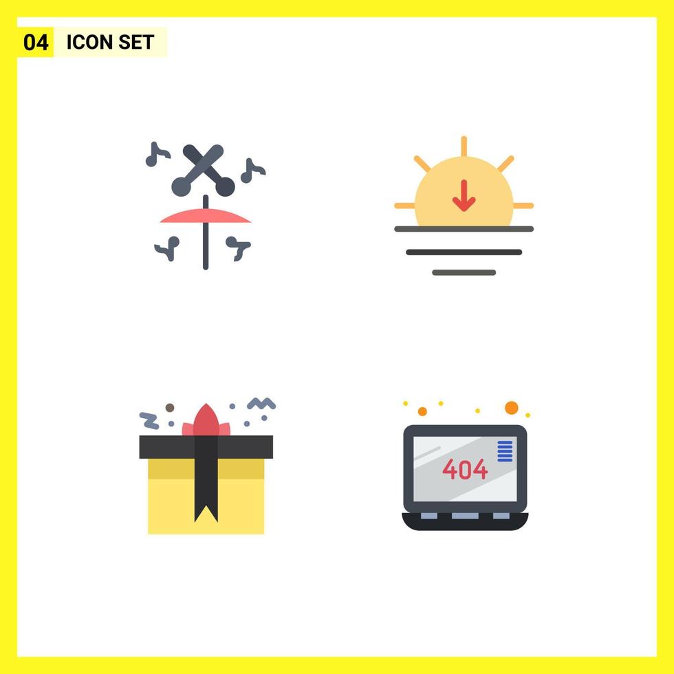 Modern Set of 4 Flat Icons Pictograph of drum package nature weather birthday Editable Vector Design Elements