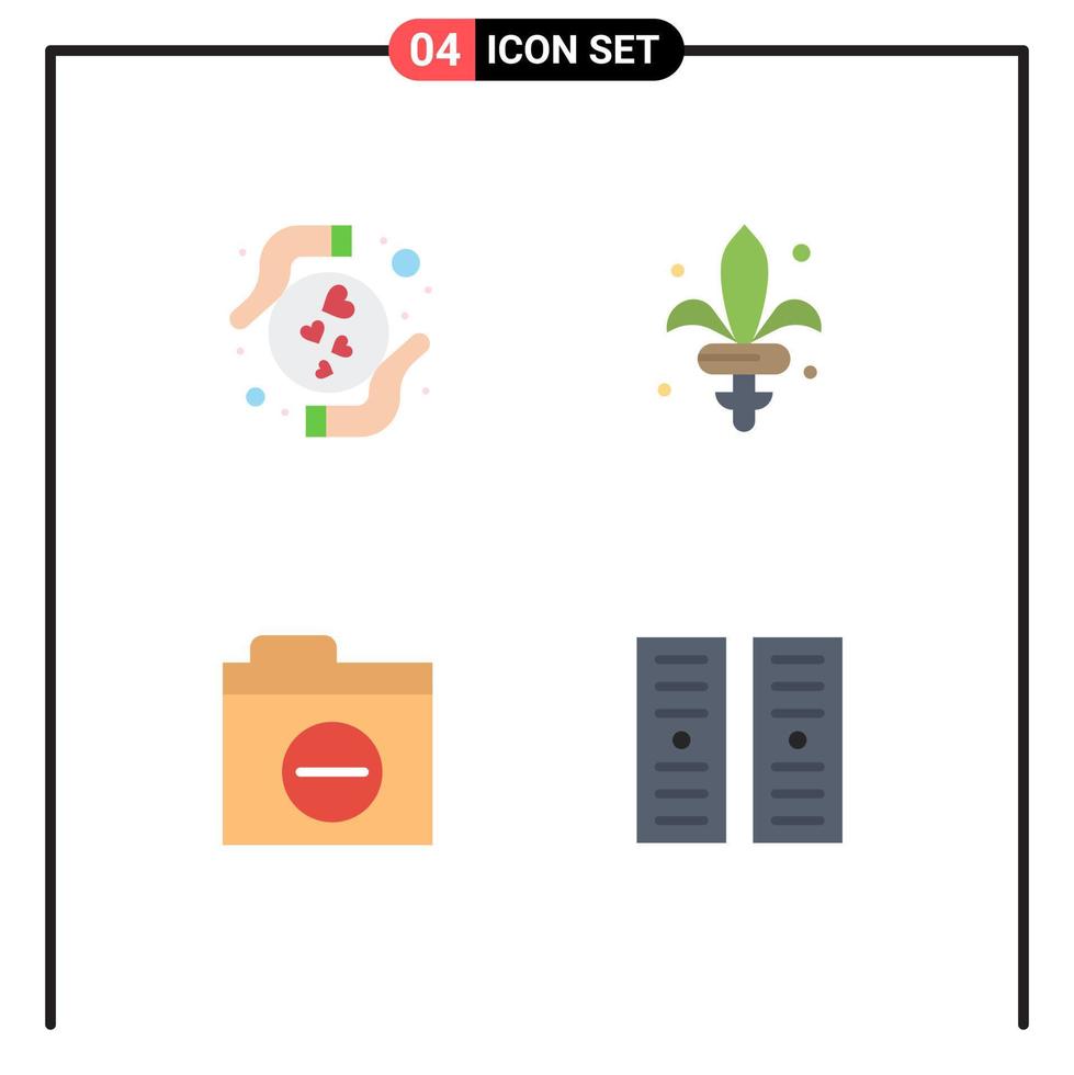 Pack of 4 Modern Flat Icons Signs and Symbols for Web Print Media such as care negative heart weapon error Editable Vector Design Elements