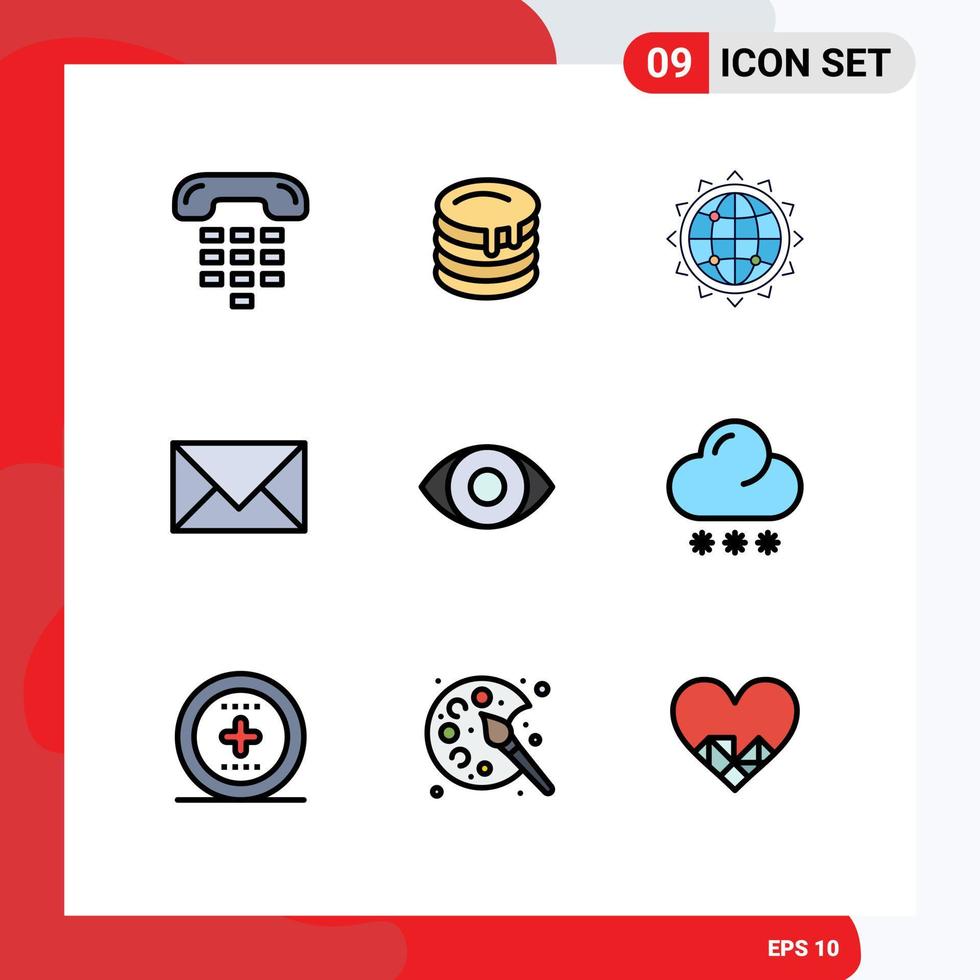 Set of 9 Modern UI Icons Symbols Signs for email contact canada communication business Editable Vector Design Elements