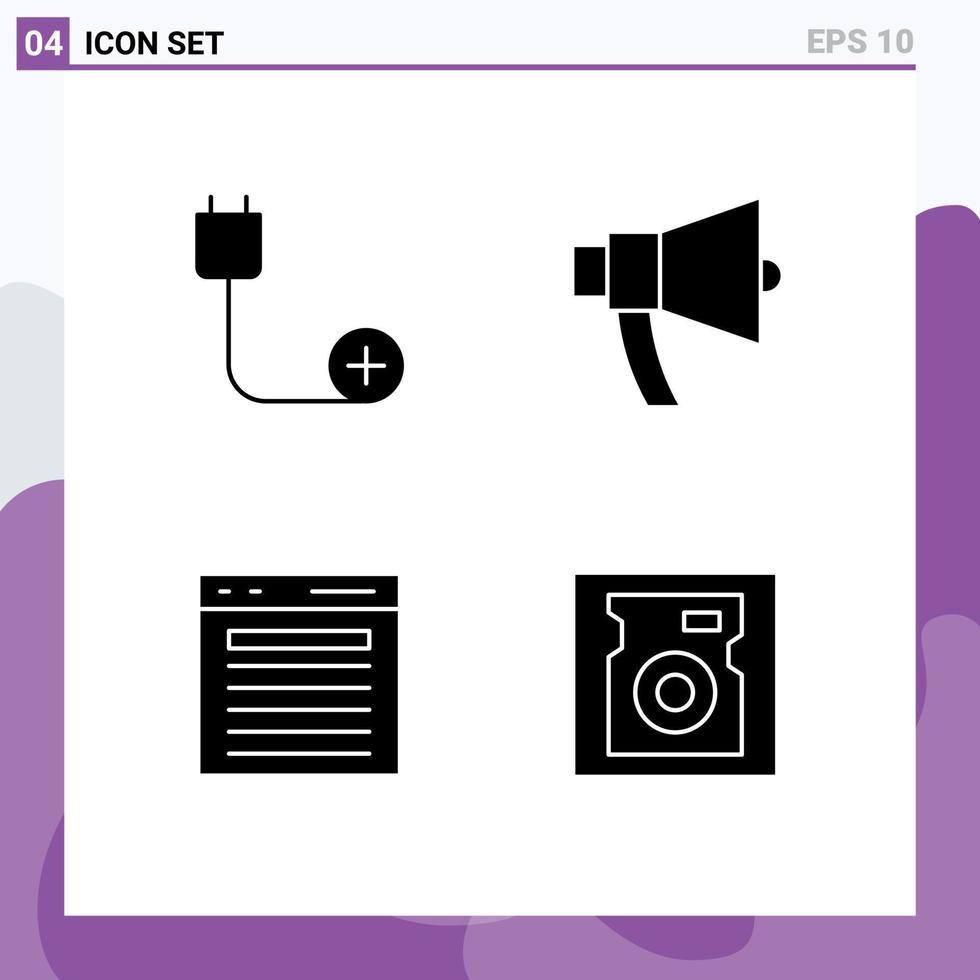 Stock Vector Icon Pack of 4 Line Signs and Symbols for add speaker devices announcement find Editable Vector Design Elements