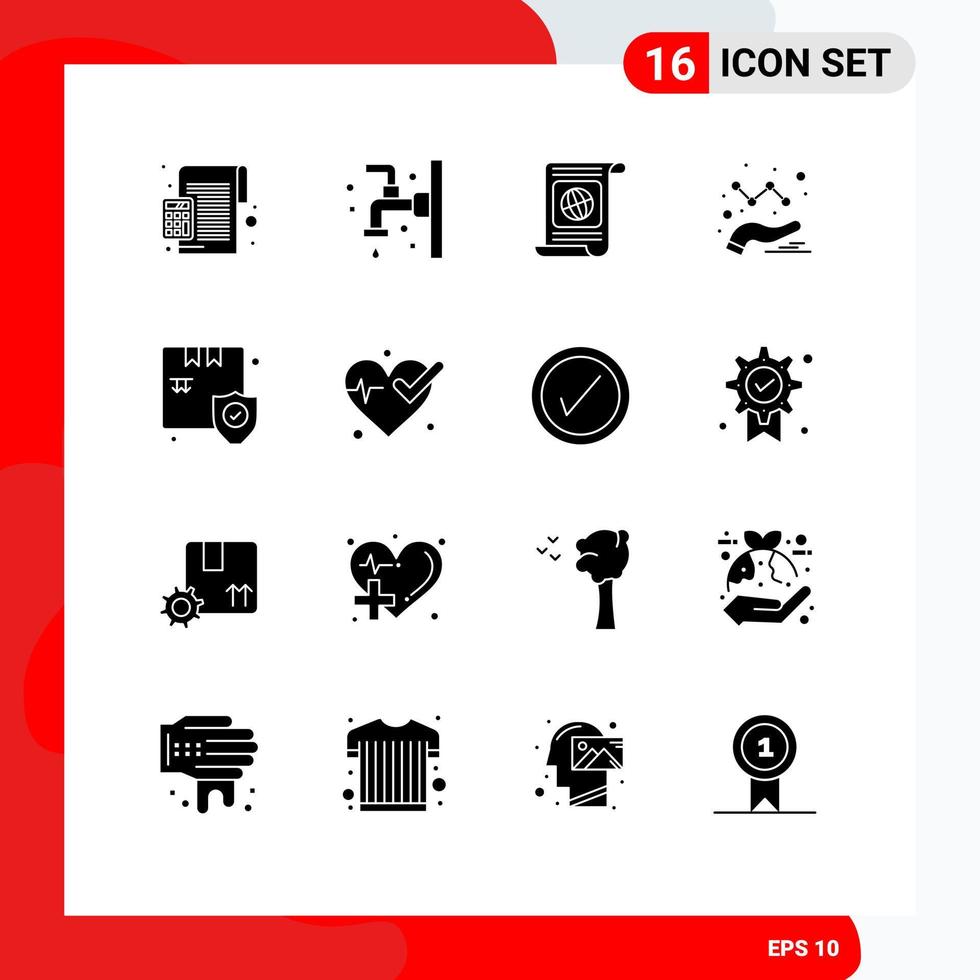 Set of 16 Modern UI Icons Symbols Signs for graph analytics faucet file target Editable Vector Design Elements