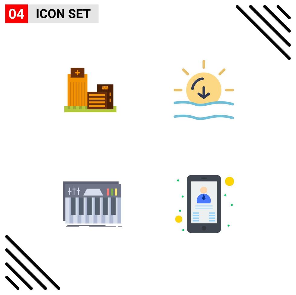 4 User Interface Flat Icon Pack of modern Signs and Symbols of building controller appartment sun keys Editable Vector Design Elements