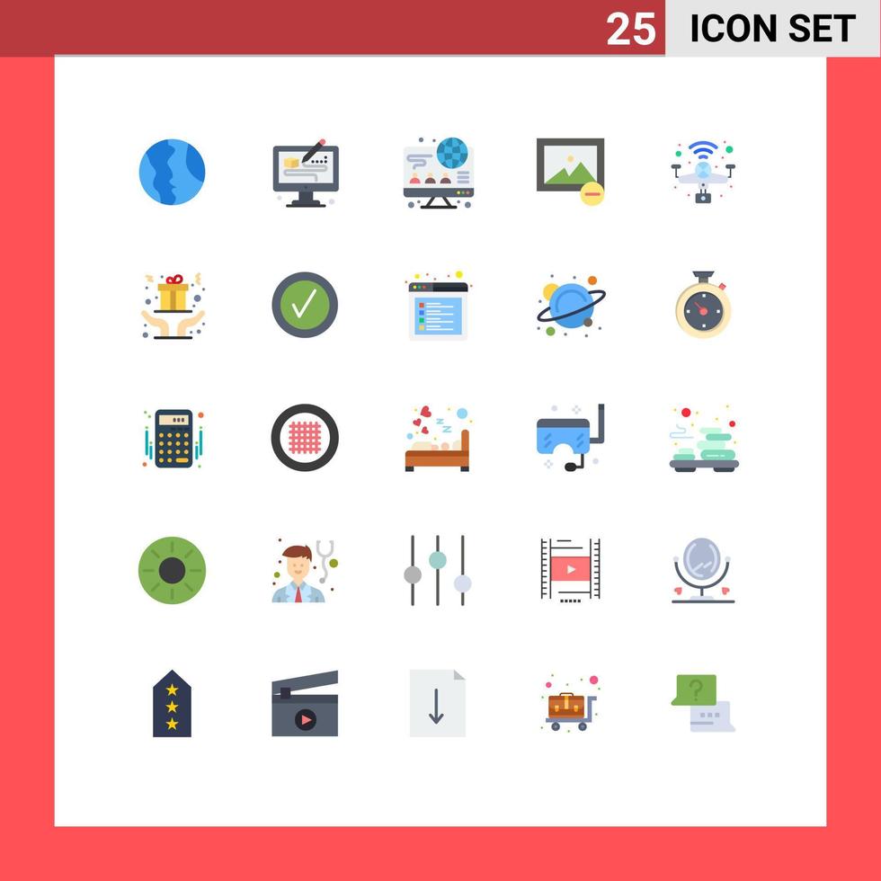 Group of 25 Modern Flat Colors Set for quad copter drone designing photo delete Editable Vector Design Elements