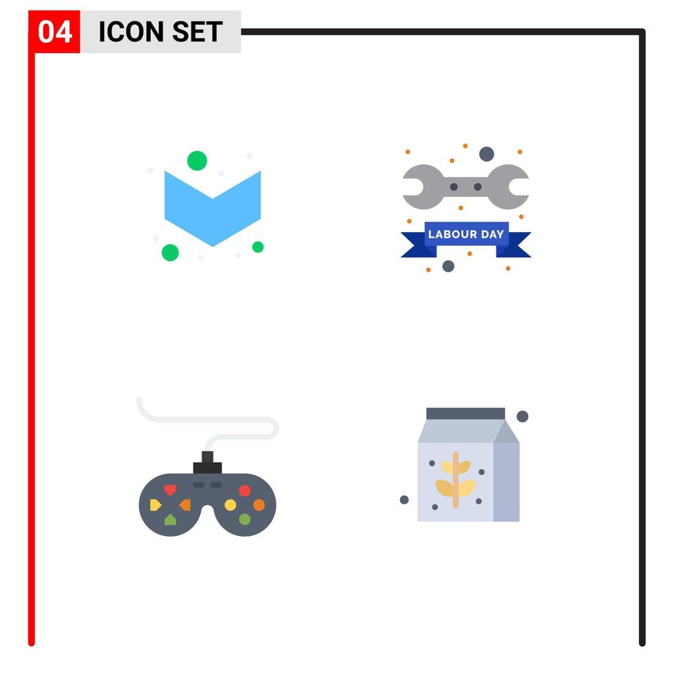 Flat Icon Pack of 4 Universal Symbols of arrow device badge wrench joystick Editable Vector Design Elements