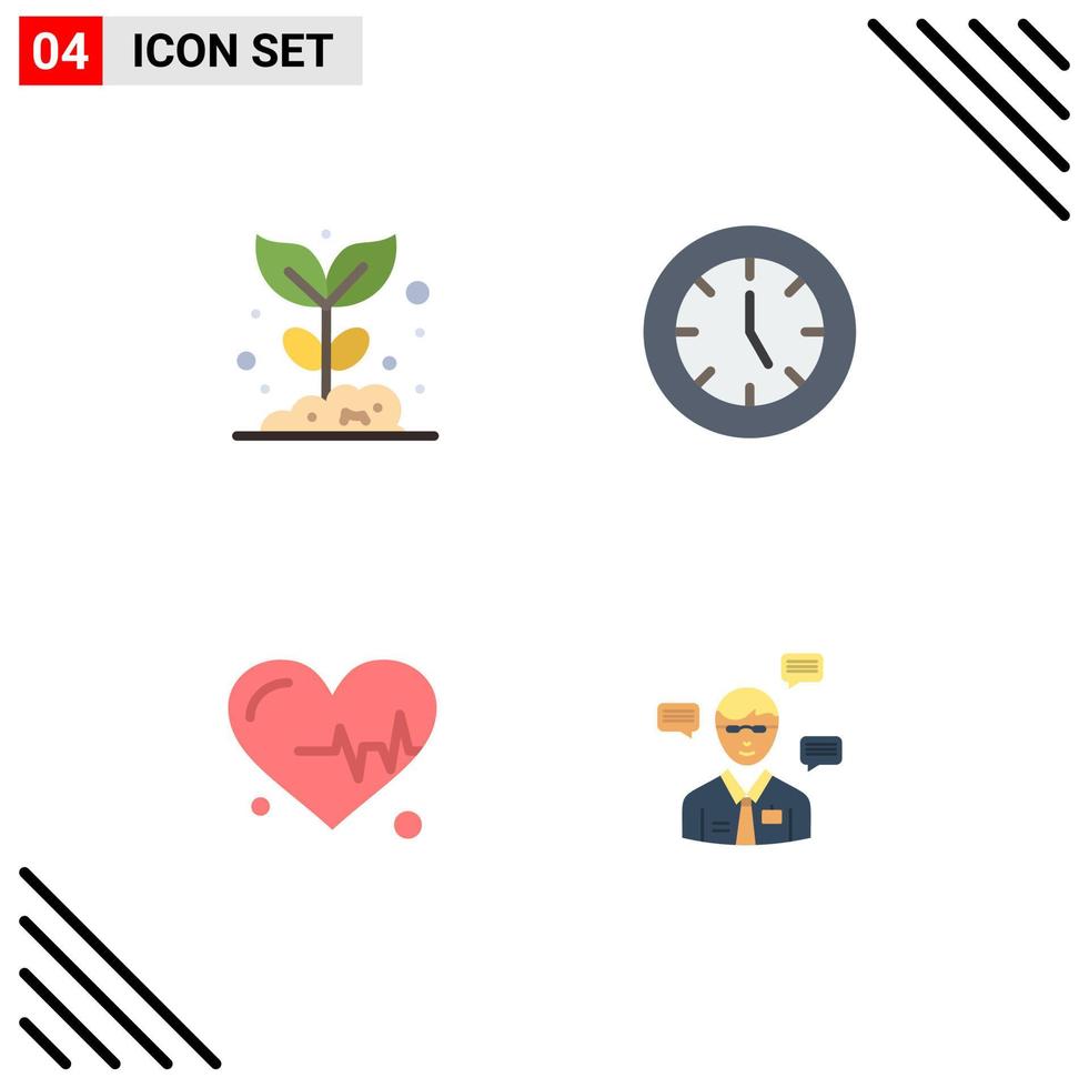 Group of 4 Modern Flat Icons Set for agriculture technology nature devices beat Editable Vector Design Elements