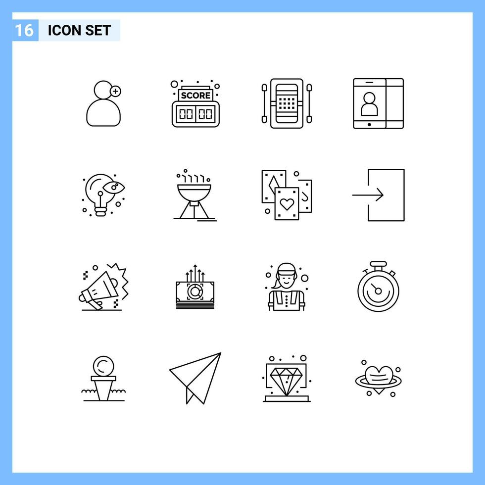 Modern Set of 16 Outlines and symbols such as eye creative athletics user mobile Editable Vector Design Elements