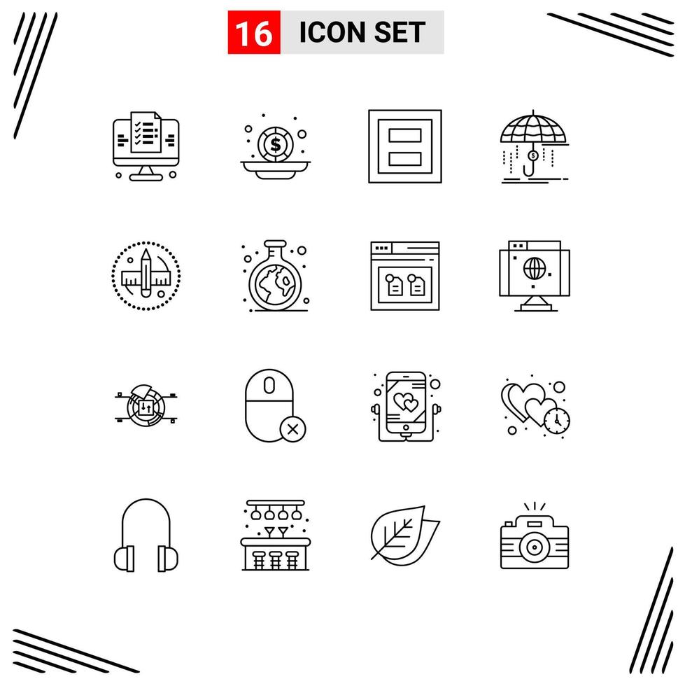 16 Thematic Vector Outlines and Editable Symbols of protection insurance display financial two Editable Vector Design Elements