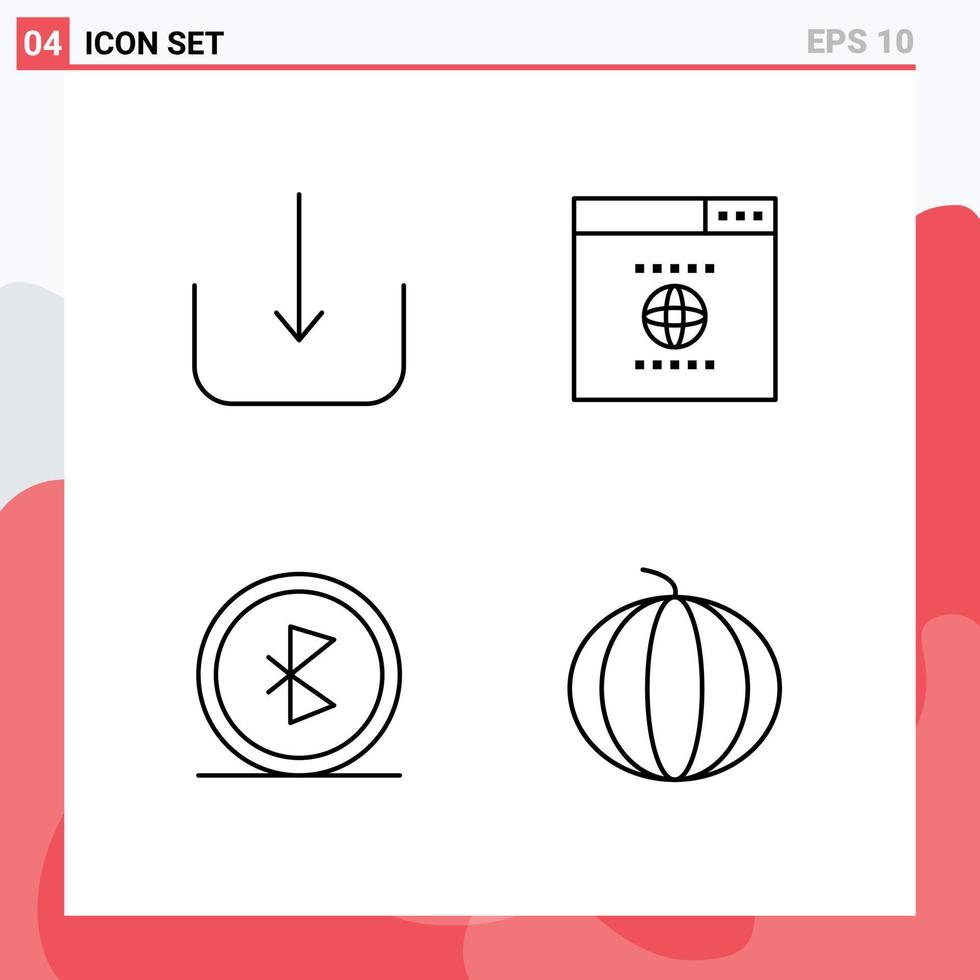 4 iconos creativos signos y símbolos modernos de descarga navegador de red bluetooth berry elementos de diseño vectorial editables vector