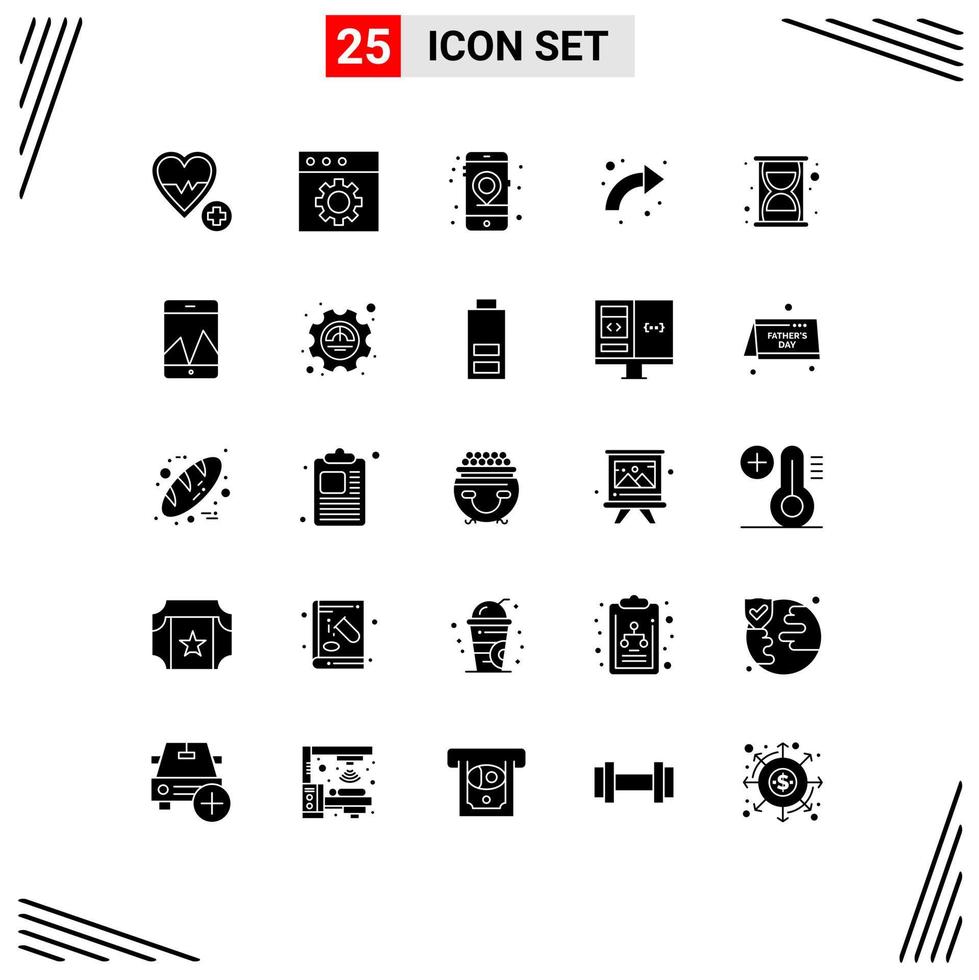 Universal Icon Symbols Group of 25 Modern Solid Glyphs of seo up location right arrows Editable Vector Design Elements