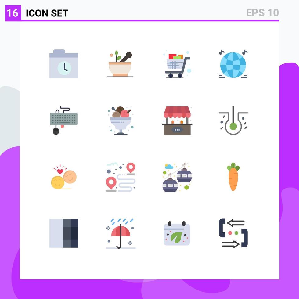 16 Flat Color concept for Websites Mobile and Apps keyboard device full multimedia world Editable Pack of Creative Vector Design Elements