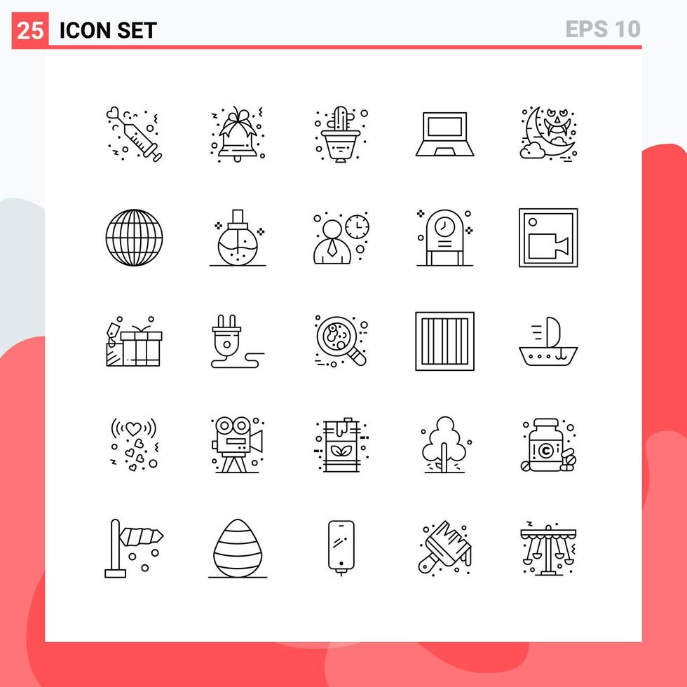 25 Creative Icons Modern Signs and Symbols of halloween hardware cactus gadget computers Editable Vector Design Elements