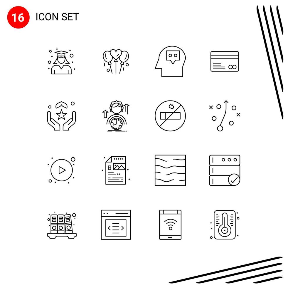 16 Universal Outline Signs Symbols of dua payments heart ecommerce card Editable Vector Design Elements