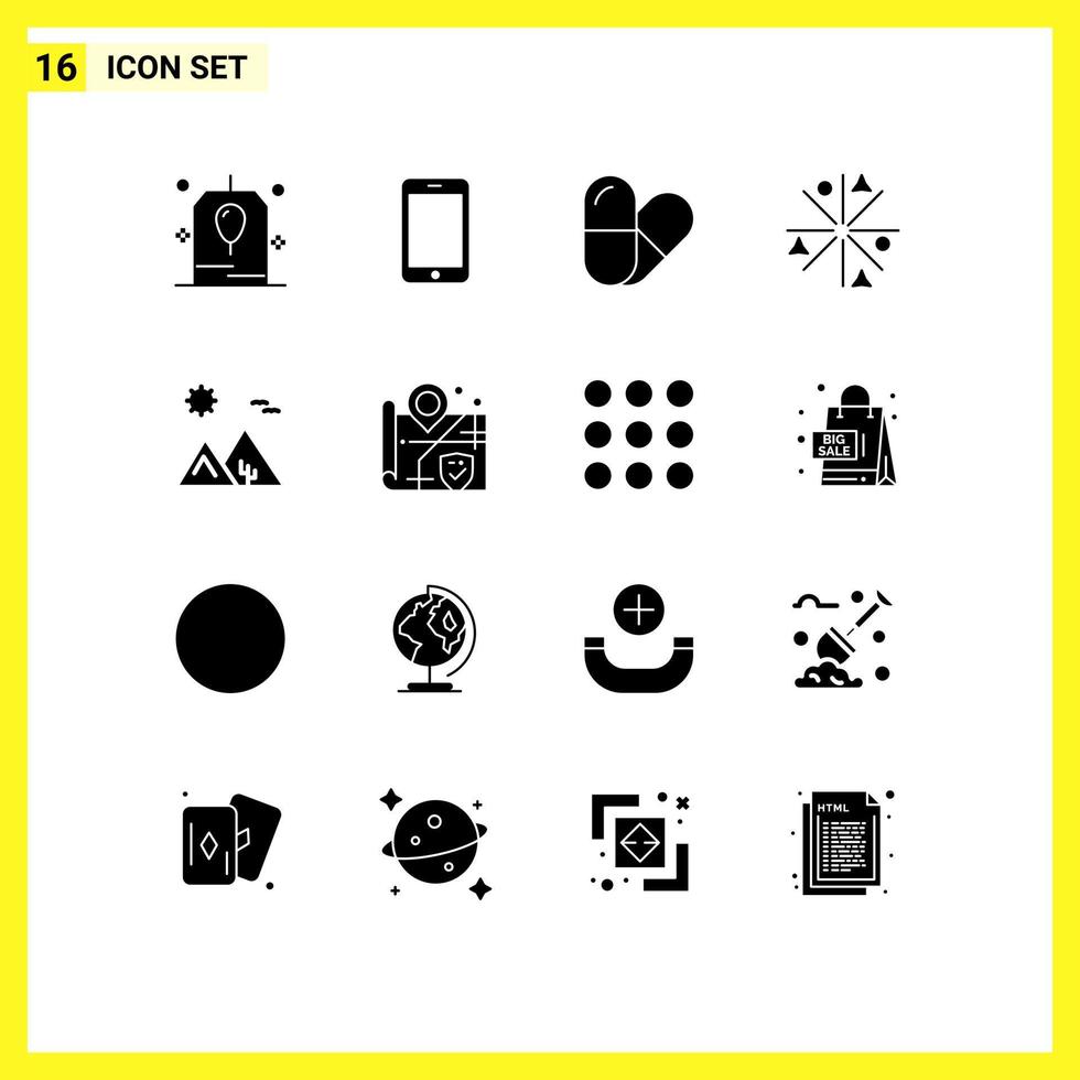 16 Universal Solid Glyphs Set for Web and Mobile Applications egypt arabian pill arabia stars Editable Vector Design Elements