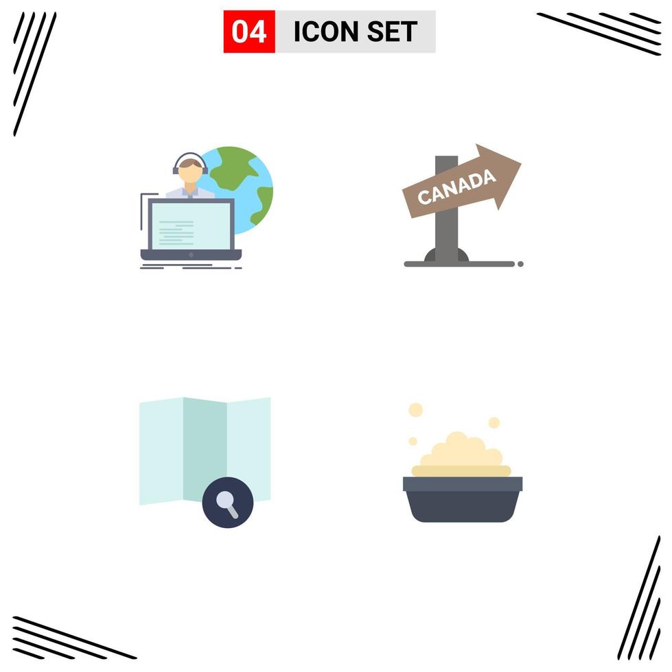 Pictogram Set of 4 Simple Flat Icons of outsource explore human direction search Editable Vector Design Elements