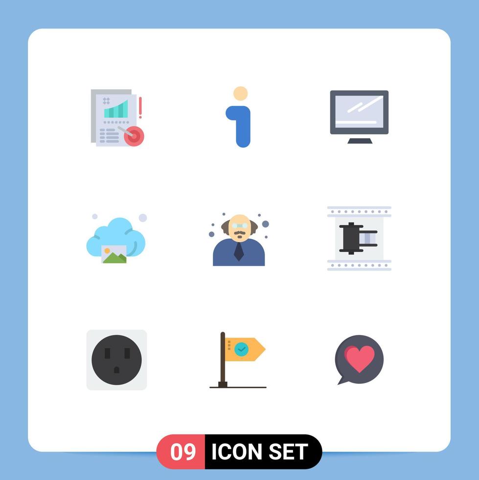 Set of 9 Modern UI Icons Symbols Signs for school image computer gallery pc Editable Vector Design Elements