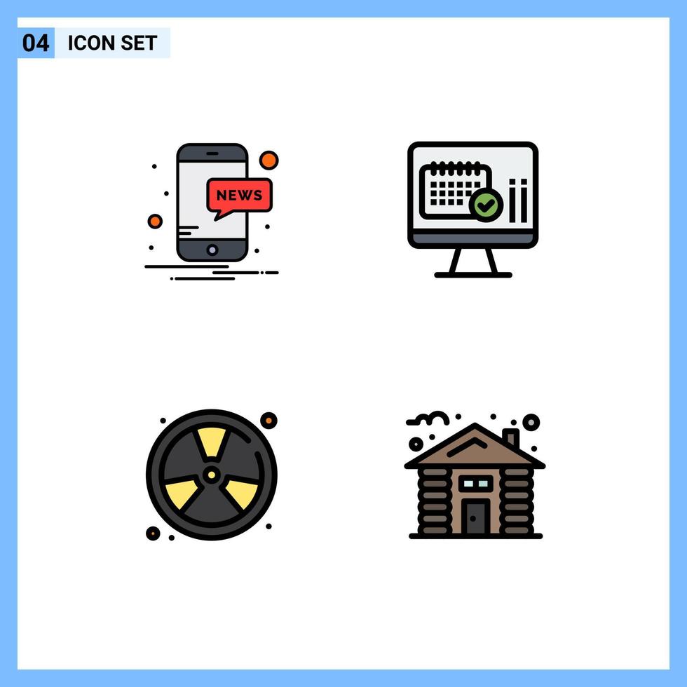 Universal Icon Symbols Group of 4 Modern Filledline Flat Colors of mobile fire medical calender float Editable Vector Design Elements