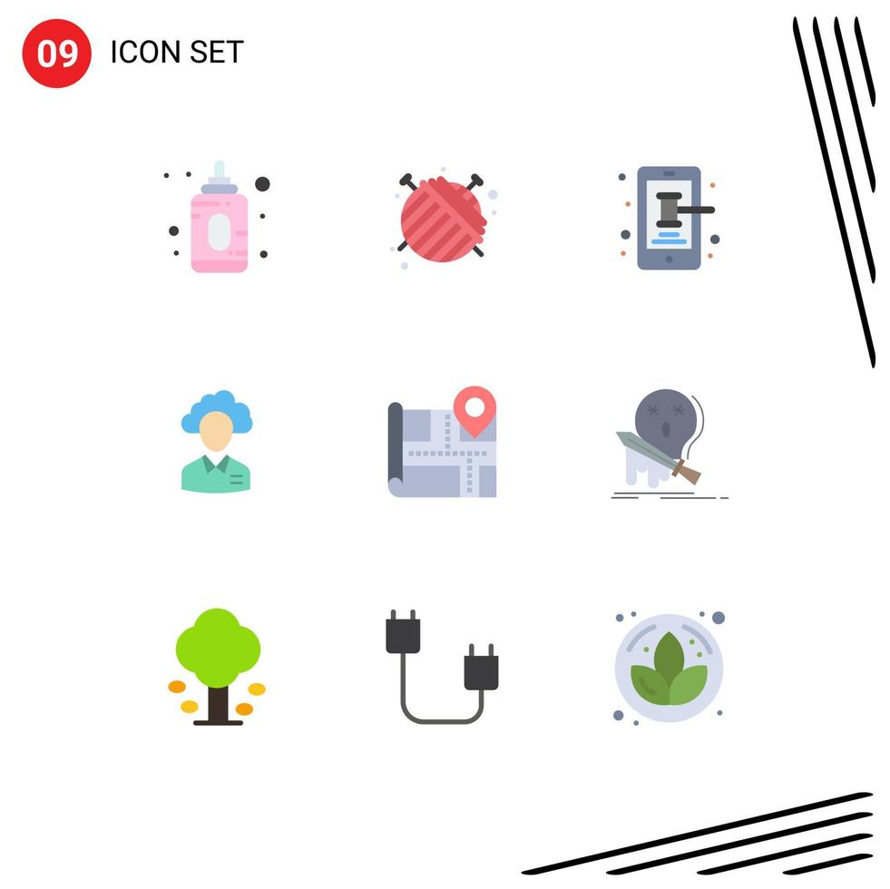 9 User Interface Flat Color Pack of modern Signs and Symbols of resource manager phone management cloud Editable Vector Design Elements